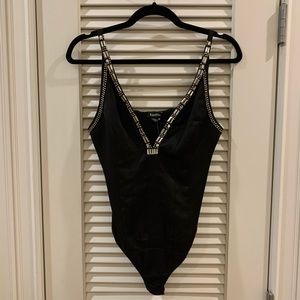 Bebe plunging neckline black bodysuit size XS